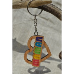 Porte-clés Maman arc en ciel