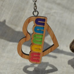 Porte-clés Maman arc en ciel