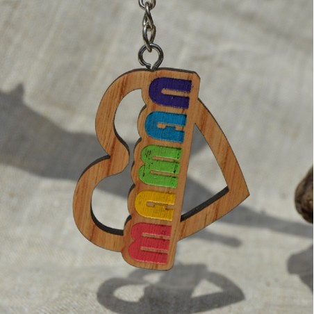 Porte-clés Maman arc en ciel